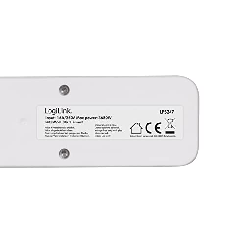 LOGILINK LPS247 Base MÃšLTIPLE 1,5 M 6 SALIDAS AC Interior Blanco – vue 6