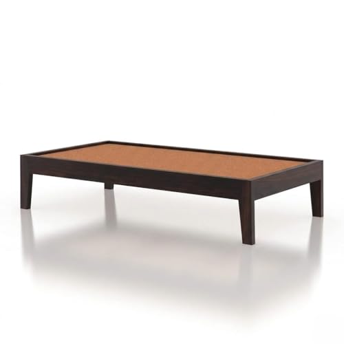 Image of Solid Sheesham Wood Single Bed Without Storage | Wooden Single Cot 6x3 ft for Bedroom & Guest Room Single Wooden Bed Frame | Modern Minimal Floor Bed for Home 12 Month Warranty (James Walnut)