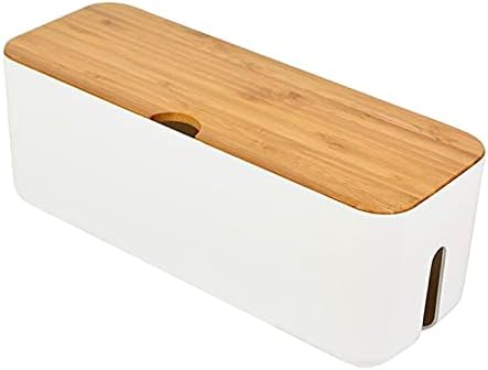 Boîte De Rangement Câbles Avec Couvercle Bois - Organisateur Multiprises ABS 3 Tailles - Gestion Câbles Maison Bureau - Noir