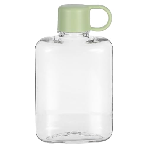 Botella de agua plana reutilizable de 360 ml, cantimplora portátil verde de camping 2
