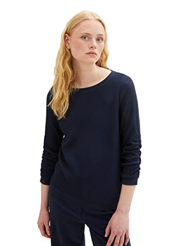 TOM TAILOR Denim Sudadera con Mangas fruncidas para Mujer, Sky Captain Blue 10668 - Juego de Mesa [Importado de Alemania], L