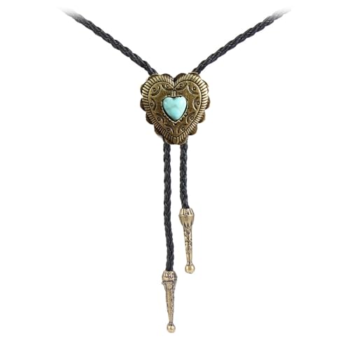 Image of Joxevyia Bolo Tie for Men Vintage Cow Skull Leather Rope Western Cowboy Necktie Vintage Bola Tie Gift for Him