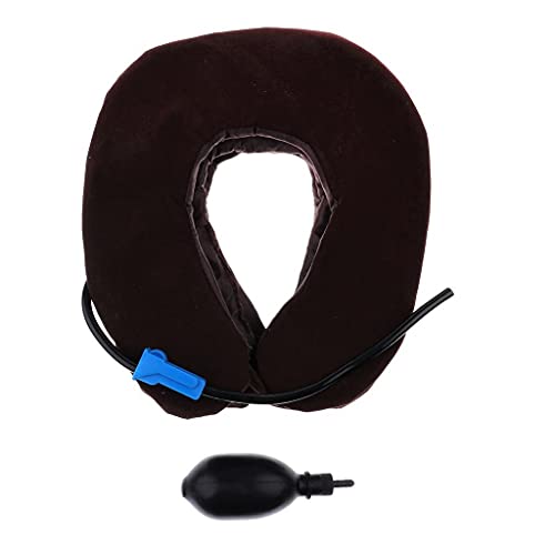 Image of Inflatable Cervical Neck Traction Air Inflatable Pillow Neck Head Stretcher Pain Relief Collar (for Adults, Brown)