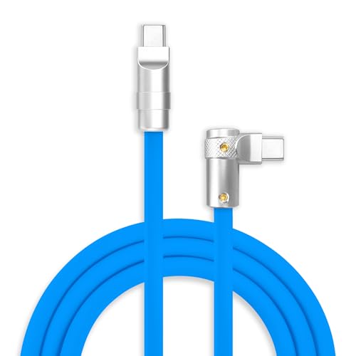 chubbycable 240W Charging Cable 90° USB C to C Cable, Blue, 8.5FT