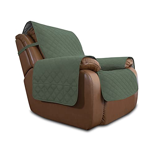 Image of Easy-Going Sofa Slipcover Waterproof Oversized Recliner Chair Cover Non-Slip Fabric Couch Cover for Living Room Washable Furniture Protector for Pets Kids Dog (Oversized Recliner, Greyish Green), 28 inch