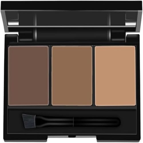 Eyebrow Powder Kit for Women - 3-Color Brow Palette with Dark & Light Brown Shades | Waterproof, Long-Lasting Formula for Natural-Looking Eyebrows - Easy to use (01)