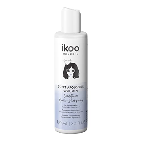 ikoo Don't Apologize Volumizing Conditioner for Fine, Thin or Flat Hair, Adds Volume, Body & Thickens, Cruelty Free, Vegan, Paraben Free, Silicone Free, Travel Size - 3.4 Fl Oz