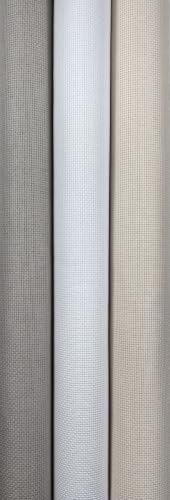 Image of KCS 3 pc of 15 inch x 18 inch(38cmx45cm) 16 Count Cross Stitch Cotton Aida Cloth Needlework Rolled Fabric Box,16CT,Pearl Grey+White+Ecru