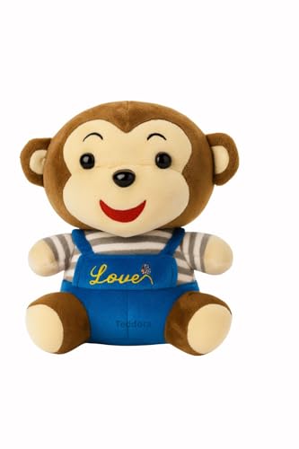 Image of Sitting Monkey Soft Toy for Girls Boys Kids,Sky Blue,Sitting Love Animal Plush Stuffed Baby Teddy Gift Birthday, 20 cm