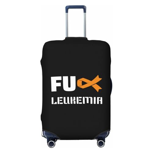 Fuck Leukemia Awareness Travel Luggage Cover Suitcase Protector Fits 18-21 Inch Case(Black,S)