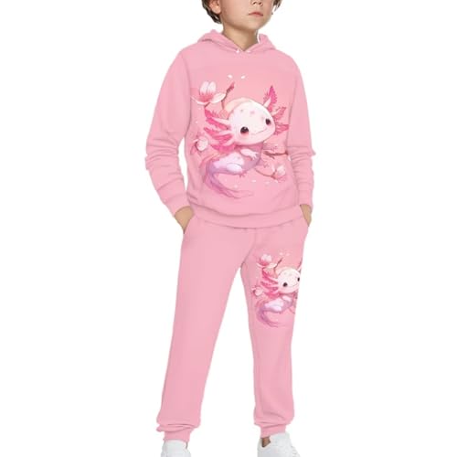 Yuuxorilu Boy's Casual 2 Piece Outfits Graphic Long Sleeve Hoodies Sweatshirts and Sweatpants Set3