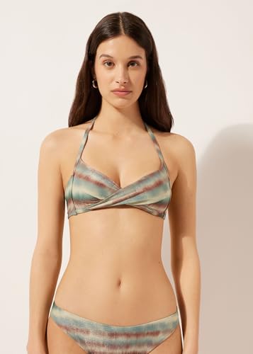 Woman's Padded Triangle Swimsuit Top Glittery Tie-Dye2