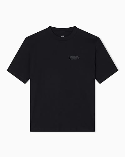 Armani Exchange T-shirt Homme Regular Fit avec Logo au Dos en Coton Noir