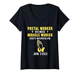 Photo Gallery donna divertente postal worker perché miracle worker non è un titolo di lavoro maglietta con collo a v Photo Gallery donna divertente postal worker perché miracle worker non è un titolo di lavoro maglietta con collo a v