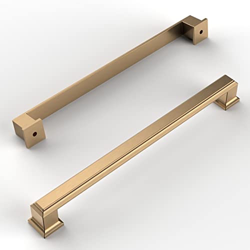 Amerdeco 6 Pack Champagne Bronze Cabinet Pulls 11.3 Inch(288mm) Hole Center Cabinet Hardware Kitchen Cabinet Handles for Bathroom Drawer Pulls Dresser Pulls ZH0001