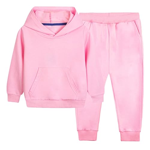 Girls Boys 2 Piece Cotton Tracksuit Sets Long Sleeve Hooded Sweatshirt + Joggers Sweatpants Fall Oufits for 2-12 Years