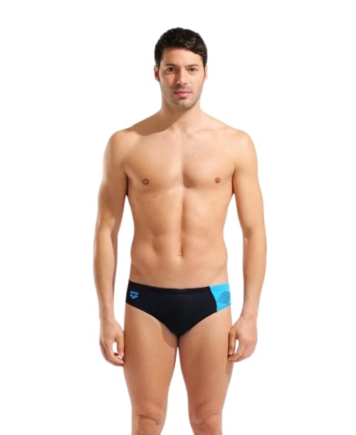 ARENA Costume Uomo Slip Nuoto Piscina Brief Swim Nero Azzurro Taglia 50 Italia