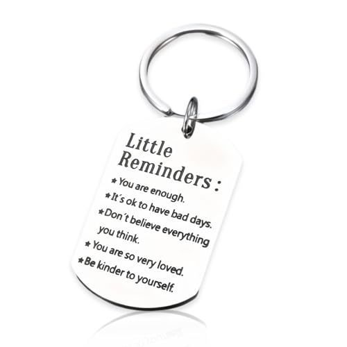 Image of Little Reminders Key Ring for Women, Motivational Mindfulness Gift for Her, Inspirational Positive Daily Affirmations Keychain, Stainless Steel Mental Health Gift for Women Self-Care Encouragement