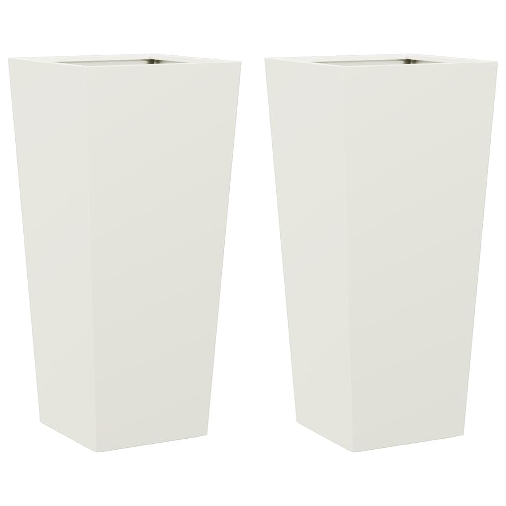 vidaXL Jardineras 2 uds Acero Blanco 35x35x75 cm, Jardinera, Jardinera de Patio, Jardinera, Jardinera al Aire Libre, Jardinera, Jardinera de jardín