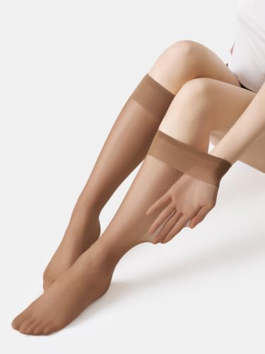 Image of MOOCHI Women's Sheer Knee High Stockings 6 Pairs 20 Denier Nylon Socks