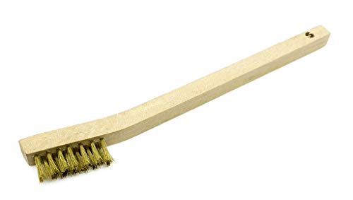 Image of Benchmark Abrasives 7-3 /4 inch Welding Toothbrush Wooden Handle for Cleaning, Removing Rust, Paint, Corrosion, Metal Parts, Multi-Purpose Wire Brush - 20 Pack (Brass)
