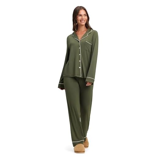 Cozy Earth 100% Viscose From Bamboo Long Sleeve Pajama Set For Women - Button-Up Sleepwear Olive - Large