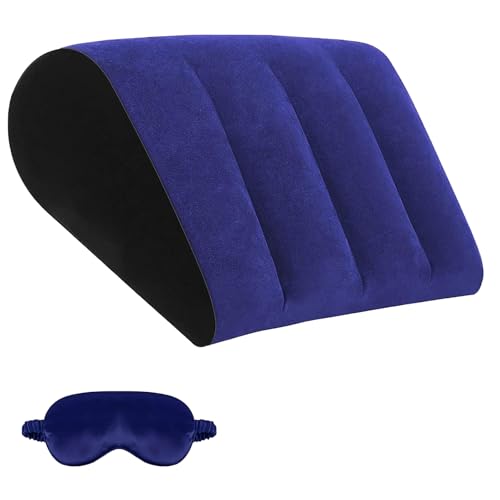 Inflatable Wedge Pillow for Traveling - Portable Bed Wedge Cushion for Feet Elevation Back Knee Support & Acid Reflux Relief Wedge Pillows with Eye Mask for Sleeping Seniors Snoring on Chair Sofa Use