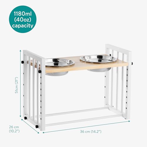 Navaris Hundenapf erhöht - Höhenverstellbarer Hundenapf Grosse Hunde - Aus Edelstahl 304 - Spülmaschinengeeignet - Einfache Montage - 1180ml pro Napf - Inklusive Klebepunkte
