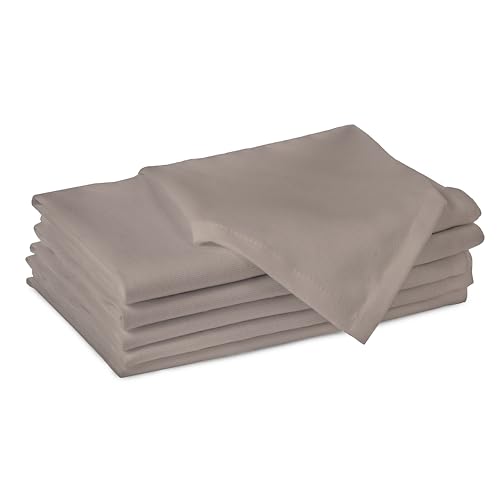 Encasa XO Beige Cloth Napkins Set of 6, 17x17 in | Solid Color Cotton Dinner Napkins | Washable & Reusable Wedding Napkins for Holiday Dinners, Party, & Everyday Table Decor