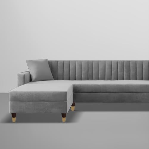 Image of Casaliving Garcia LHS 6 Seater L Shape Sofa Set for Living Room (Dark Grey Colour) Premium Fabric Sofa