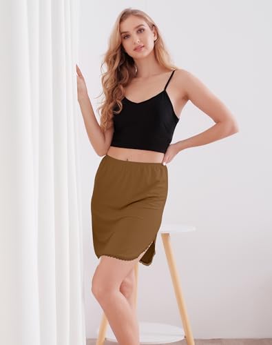 Image of Half Slips for Women Underskirt Short Mini Skirt with Floral Lace Trim