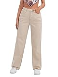SweatyRocks Women's Casual Boyfriend Jeans High Rise Denim Pants with Pocket Khaki XS