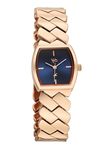 Image of Fastrack Vyb Showstopper with Quartz Analog Navy Blue Dial Rose Gold Alloy Strap Watch for Girls - FV60112WM01W