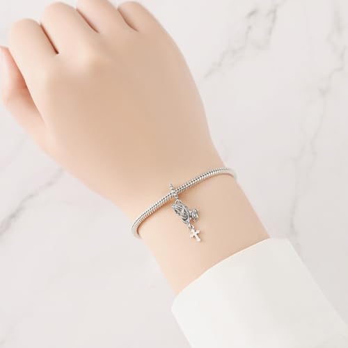 3 Pack 925 Sterling Silver Charms for Bracelet and Necklace Religious Cross Travel Sea Animals Dangle Pendants God Bead Jewelry Present for Women Family Friends3