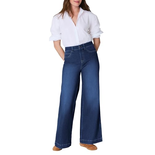 Best Butt-Lifting Jeans for Older Women: A Personal Trainer's Guide to Flattering Denim 9 SPANXshape Original EveryWear Wide Leg Jeans - Core Shaping for Women - High-Rise - Pull-On Denim - Authentic Blue, M