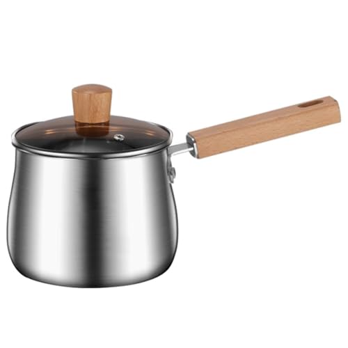 Olla freidora de 2,5 litros con colador para freír y cocinar, cacerola para leche de un solo mango para estufa de gas/cocina de inducción, olla para salsa con tapa, juego de olla para freidora