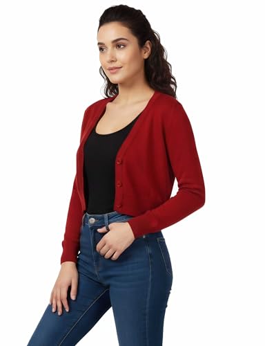 Image of Allsense Women's Cropped Bolero Shrug Cardigan | 3 /4 Sleeve, Button Down, Lightweight Knit Sweater