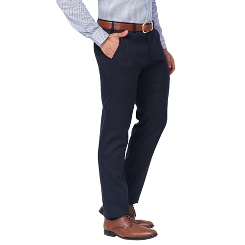 Image of Raymond Men's Slim Fit Polyester Blend Checks Pattern Flat Front Formal Trouser