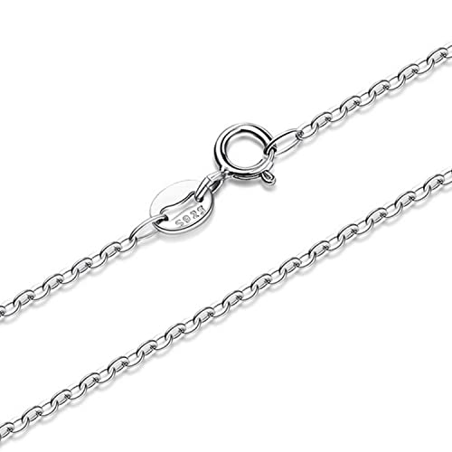 MenYiYDS Cadena Barbada en Plata de Ley 925 para Mujer 1.1 mm Collar - Fina Plata De Ley 925 - en Largos de 45cm.