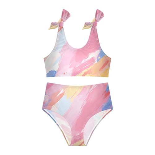 KLL Watercolor Girls' Two Pieces Bikini Sets Quick-Dry Bathing Suit Swimwear Cute Shoulder Strap3