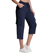 Womens Cargo Capris Hiking Pants Lightweight Quick Dry Casual Summer Loose Pants with 6 Pockets f...