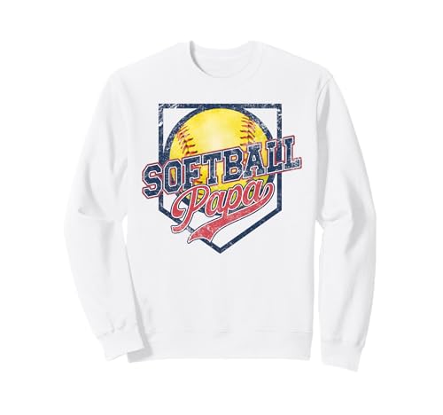 Retro Softball Papa Vintage Softball Papa Daddy Fathers Day Sweatshirt