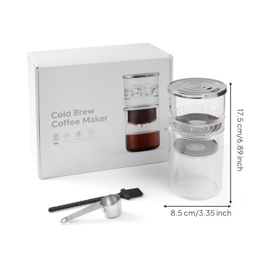 Image of Wide Mouth Cold Brew Coffee Maker Easy to Clean Cold with Filter, English