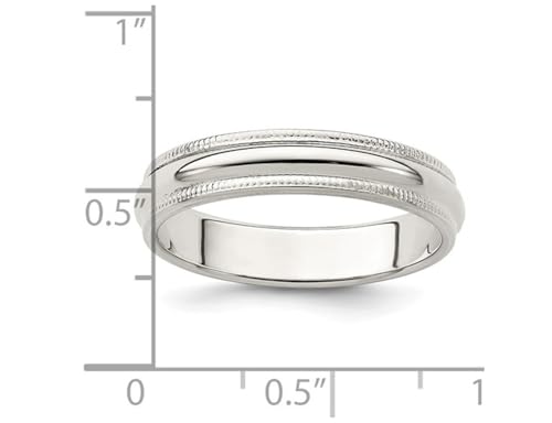 Ladies Milgrain Wedding Band Ring in Sterling Silver (4mm)4