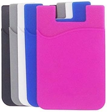 Kaptin 10 Pack Cell Phone Card Holder Wallet, 3 M Adhesive Card Sleeve Silicone Stick-on Card Pouch Sleeve Pocket for Smartphones, Table, Refrigerator, Door