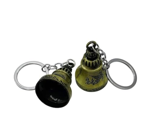 Image of Classic Antique Tibetan Temple Bell Shaped Keyring for Gift Gaurdian bell for Car Bike Bags Metal Key ring Key Chain Bag Charm Gift