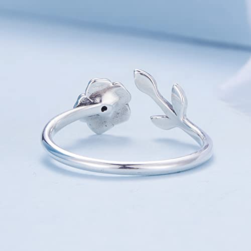 WOSTU 925 Sterling Silver Purple Flowers Open Rings Romantic Enamel Adjustable Rings Cubic Zirconia Leaves Stackable Ring Promise Ring For Women3