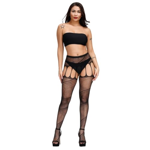 Image of Women's Fishnet Stockings High Waist Tights Suspender Hosiery Sexy Pantyhose