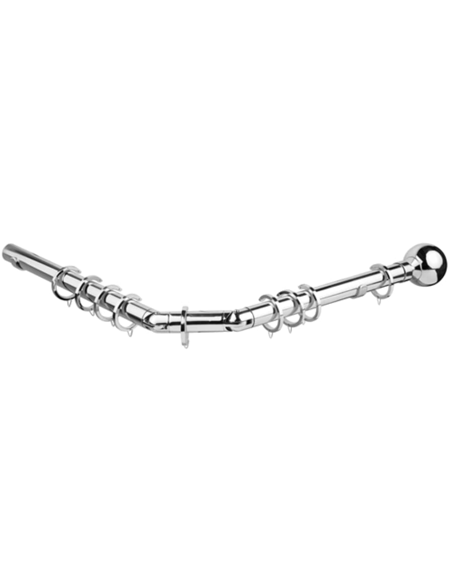 3 Sided Bay Window Pencil Pleat curtain pole, 400cm, 35mm Trade Pole, Ball Finials, Chrome