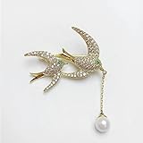 Tamaño: 3.6 * 2.7cm. LIUCHANG Lindo pájaro Borla broches Mujeres joyería Cobre Chapado en Oro Corsage Agua Broche joyería for Damas liujiapeng55